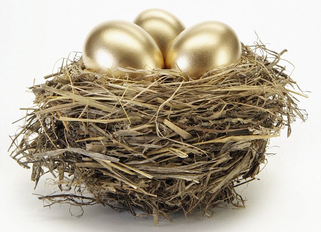 Golden eggs in bird's nest